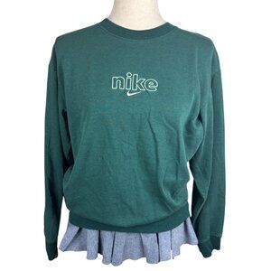 Nike Green Embroidered Swoosh Logo Crewneck Sweatshirt Women’s Small